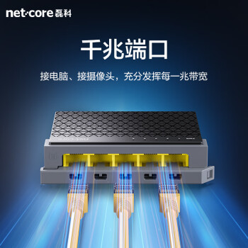 磊科（netcore）S5G 5口千兆交换机 企业级交换器 监控网络办公家用宿舍以太网安全扣分线器 适配弱电箱 兼容百兆 