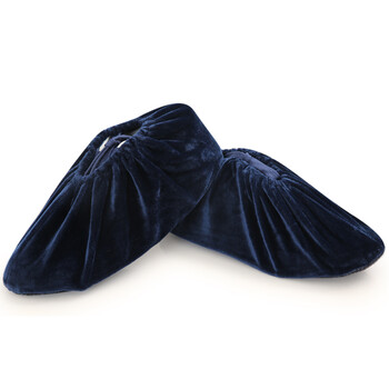 大杨063绒布鞋套 10双 加厚防滑防尘可洗机房无尘车间室内玻璃桥防护脚套 深蓝色 定制