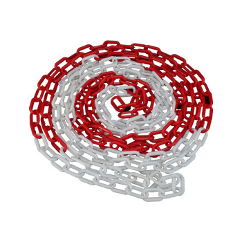 金诗洛 KSL201 塑料警示链条  路锥链条 隔离链子 链条 警示防护链条 隔离墩链条（10mm红白-5米）