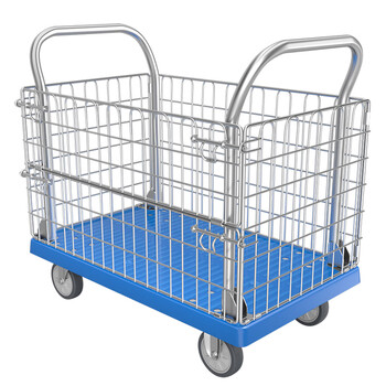 好嘉居 护栏车厂房仓库物流运输平板车搬运手推超市购物车小推车拉货
