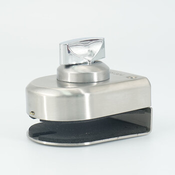 稳斯坦 304不锈钢玻璃门门锁 推拉门单门双门免开孔玻璃门锁 双开插锁 地锁带旋转-内拧外无 W530