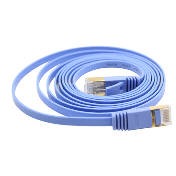 凌科朔(LINKSHIRE)六类扁平网线 CAT6类成品纯铜高速千兆镶金头网络连接线跳线 蓝色 5米