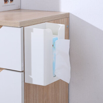 海斯迪克 HKQS-222 ABS无痕贴抽纸盒 壁挂式纸巾架 白色