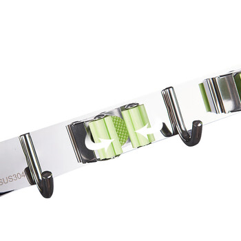 庄太太【5夹带6钩 打孔粘胶两用】拖把挂钩免打孔强力壁挂卫生间挂扫把拖布夹不锈钢