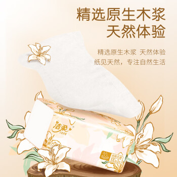 洁柔抽纸 繁花系列柔韧3层100抽*20包 面巾纸 纸巾湿水不易破 整箱