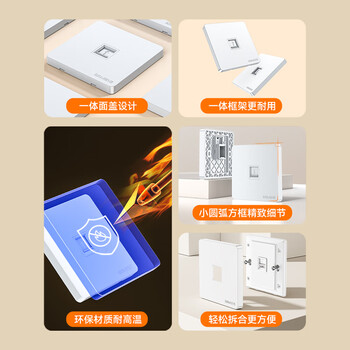 山泽  网络网线口面板  通用超五/六/七类模块加厚86型面板 适用电脑电话信息房间网络插座 单口WAN-01