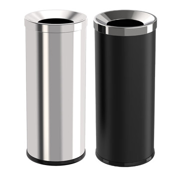 科力邦（Kelibang） 不锈钢垃圾桶25*61cm 直投圆桶户外商场酒店宾馆圆形垃圾箱斜投港式桶立式果皮箱 KB1027 本色