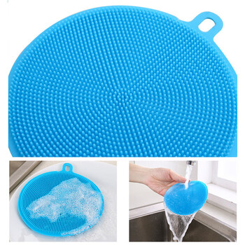 海斯迪克 HKY-124 多功能硅胶洗碗刷 去污百洁擦拭布 颜色随机10个