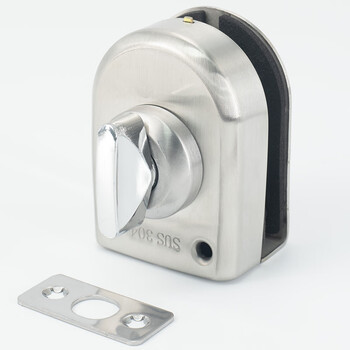 稳斯坦 304不锈钢玻璃门门锁 推拉门单门双门免开孔玻璃门锁 双开插锁 地锁带旋转-内拧外无 W530