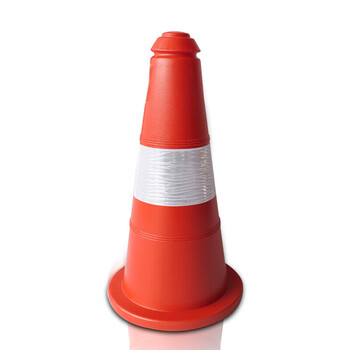 鸣固 塑料反光路锥路障锥塑料圆锥雪糕筒交通安全警示锥反光圆锥红白50cm