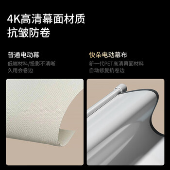 快朵小屋120英寸4:3白塑投影仪幕布 投影机幕布 投影幕布 投影布 办公家庭遥控电动幕 投影仪屏幕