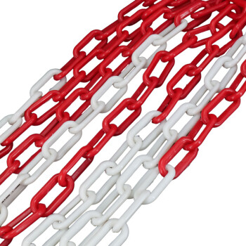 金诗洛 KSL201 塑料警示链条  路锥链条 隔离链子 链条 警示防护链条 隔离墩链条（10mm红白-5米）