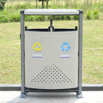 兰诗（LAUTEE）D-01 大号户外垃圾桶 市政环卫分类果皮箱 香槟灰