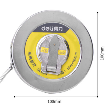 得力（deli）10米盘式钢卷尺长钢卷尺大量程工程测量尺10mx10mm DL9210