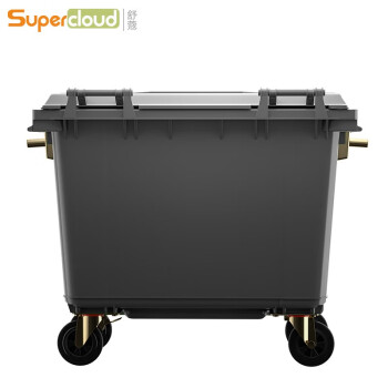 舒蔻(Supercloud) 660L户外大垃圾桶大号带盖户外环卫商用酒店厨房垃圾分类加厚大容量塑料室外物业 灰黑色