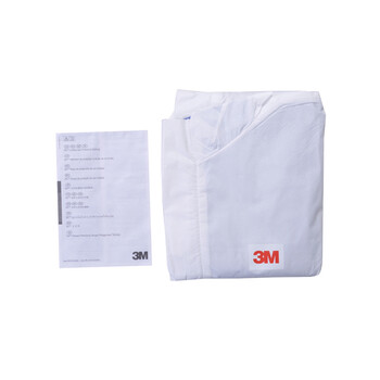 3M 4535 带帽连体防护服有限化学液体阻隔 背部蓝色透气服 XXL 1件 白色 均码
