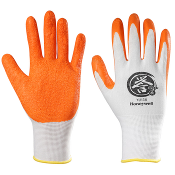 霍尼韦尔（Honeywell）掌浸劳保手套 10副/包 天然乳胶工地工程防护霍盛YU138 8码