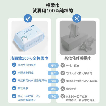 洁丽雅（Grace）棉柔巾100抽100%纯棉全棉干湿两用成人婴儿洗脸巾可企鹅时代系列