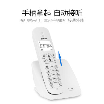 飞利浦（PHILIPS）无绳电话机 无线座机 子母机 办公家用 屏幕白色背光 持久待机 DCTG186白色