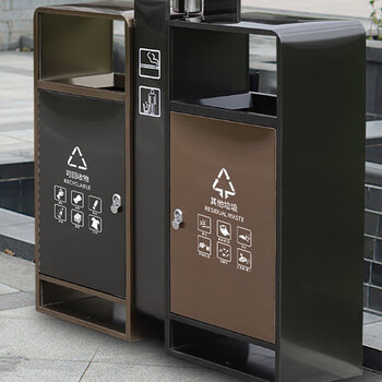 庄太太【不锈钢表面喷塑】不锈钢户外垃圾桶电镀分类果皮箱