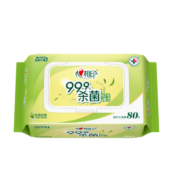心相印湿巾 杀菌卫生80抽*1包 全新升级加大加厚（经典茶香）