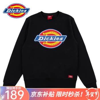  dickies 【经典款】卫衣 男女同款大logo印花圆领卫衣 卫衣男7059 黑色 XL