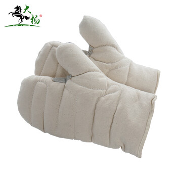 大杨HS帆布二指手套 30cm 5双 双层加棉甲布防烫锅炉工厂劳保手套