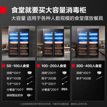 德玛仕（DEMASHI)商用消毒柜紫外线消毒立式双开门对开门餐厅食堂酒店餐饮用大容量碗柜XDZ880-F3