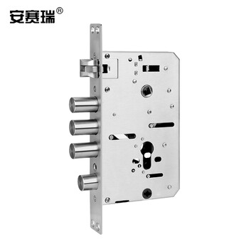 安赛瑞 不锈钢防盗门锁体 6068型圆柱无钩 智能指纹 宽30mm长240mm 520156