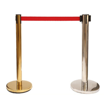 稳斯坦 WST186 警戒隔离线带柱 一米线栏杆围栏 排队护栏 立柱 安全警示带 伸缩带 标准款2米 银色