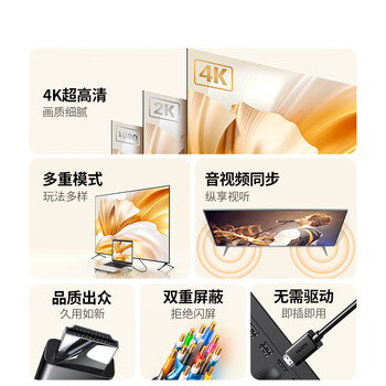 绿联DP转HDMI转接线 4K高清 DisplayPort转HDMI公对公视频连接线适用电脑接电视显示器1.5米35836