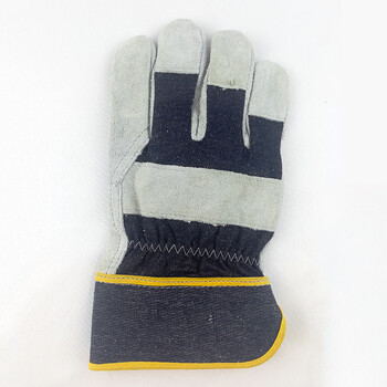 安美尚（ams） 半皮手套牛仔布短皮手套10副装