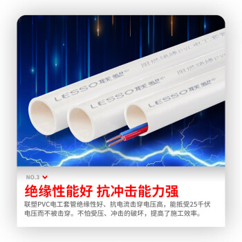 联塑（LESSO）PVC线管 国标A管 冷弯埋地穿线管绝缘阻燃电工套管 dn32 4M 白色