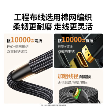 绿联 HDMI线2.0版 4k数字高清线 3D视频线 笔记本电脑机顶盒连接电视投影仪显示器数据连接线 3米40411