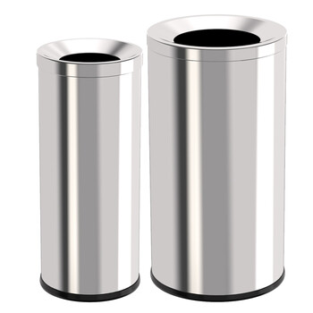 科力邦（Kelibang） 不锈钢垃圾桶25*61cm 直投圆桶户外商场酒店宾馆圆形垃圾箱斜投港式桶立式果皮箱 KB1027 本色