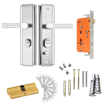 驼铃纵横 AQQJ0045 通用型防盗门把手门锁防盗门锁套装加厚手柄进户门拉手锁 整套锁【圆体】