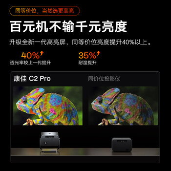 康佳（KONKA）C2pro 云台投影仪家用 高清便捷家庭影院 卧室投影机（上下自动梯形校正 高亮260lm 360度云台）