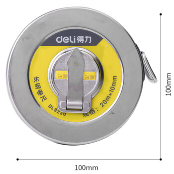 得力（deli）20米盘式钢卷尺长钢卷尺大量程工程测量尺20mx10mm DL9220