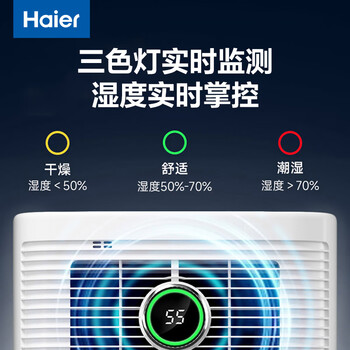 海尔（Haier）除湿机/抽湿机 除湿量12升/天 家用轻音抽湿器卧室干燥机地下室除湿器  CF12-PS1