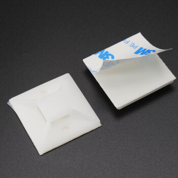 冰禹 BYlj-34 3M自粘式不干胶吸盘 扎带固定座卡扣定位片 100只/包 20*20 白色(2包起订）