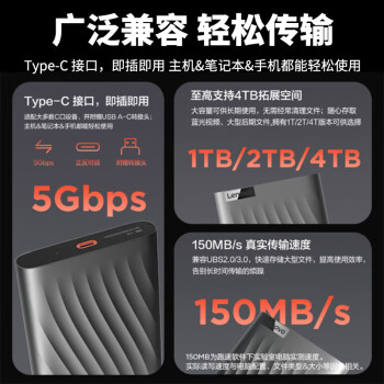 联想（Lenovo）1TB 移动硬盘F309Pro USB3.0接口 2.5英寸 机械硬盘  轻薄便携高速传输全金属 笔记本电脑外置外接