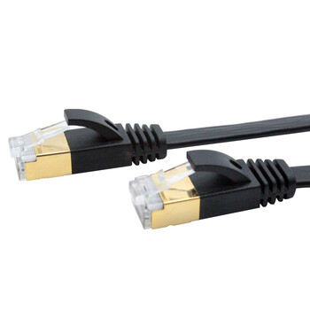 凌科朔(LINKSHIRE)七类扁平网线 CAT7类成品纯铜高速万兆金属头网络连接线跳线 黑色 1米