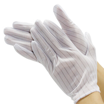 安美尚（ams）非一次性条纹手套5mm 五指防尘防静电无尘 定做 100双 M码