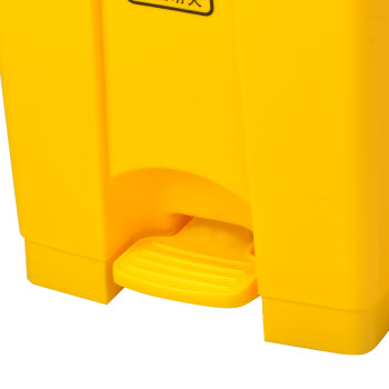 舒蔻（Supercloud）公共商用物业餐厅厨房室内翻盖方形脚踏式大号垃圾桶脚踩带盖户外垃圾箱 黄色87L