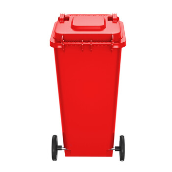 舒蔻（Supercloud）大号塑料分类垃圾桶小区环卫户外带轮加厚垃圾桶可定制图案120L加厚红色分类有害垃圾