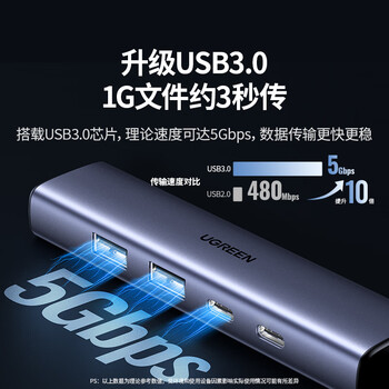 绿联USB3.0转千兆网口扩展坞分线器网线转接头【Type-C数据口】RJ45转换器拓展坞 笔记本电脑台式机HUB