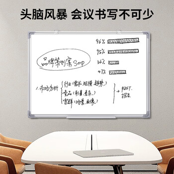 齐富45*60cm白板写字板商用磁吸板小白板墙贴黑板办公用记事板看板小黑板儿童家用教学水笔可擦写画板