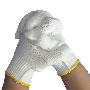 劳保佳 600g 尼龙手套 结实耐磨搬运物流工地装配劳动防护手套 白色黄边120双