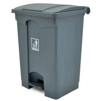 兰诗（LAUTEE）MJ18001 户外脚踏带盖垃圾桶 酒店宾馆商场翻盖果皮箱 30升灰色