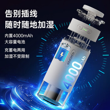 海纳斯（HANASS）除菌双喷加湿器小型桌面卧室母婴可用 办公车载便携usb无线充电款H04